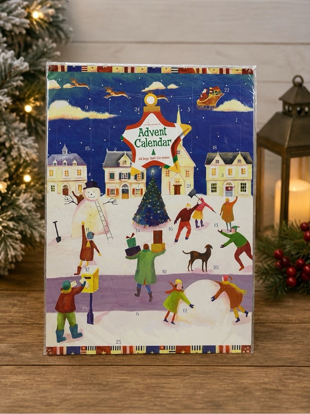 International Greetings USA Advent Calendar Snow Play Scene Christmas Countdown